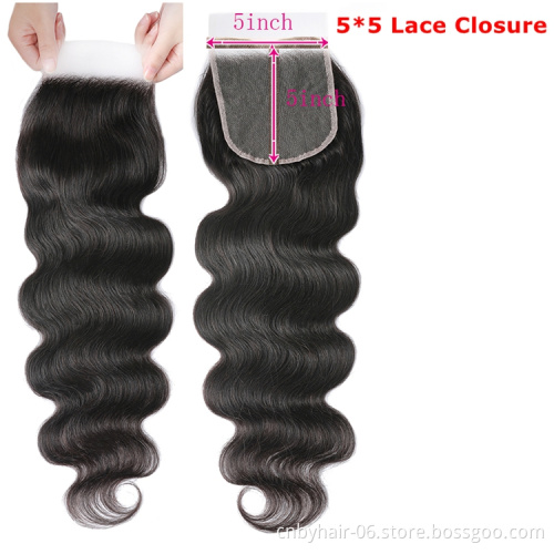 Straight 5x5 Lace Closure Big Size Pre Plucked With Baby Hair Natural Hairline Brazilian Remy Human Hair 5*5 Closure